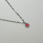 Mina Birthstone Necklace - Stainless Steel Silver