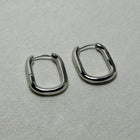Aayat - Rectangle Hoop Earrings - Stainless Steel Silver