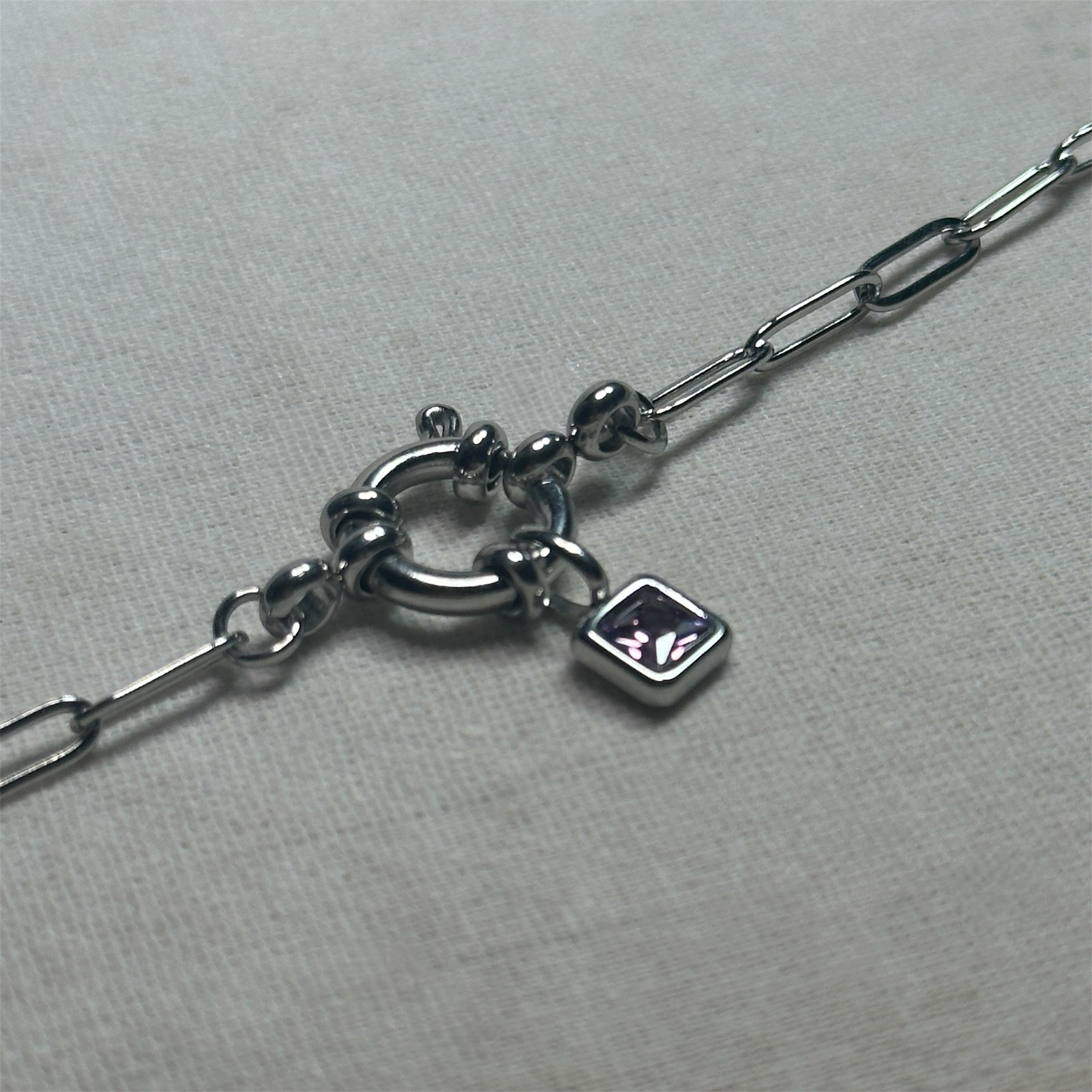 Milan - Paperclip Charm Bracelet - Stainless Steel Silver