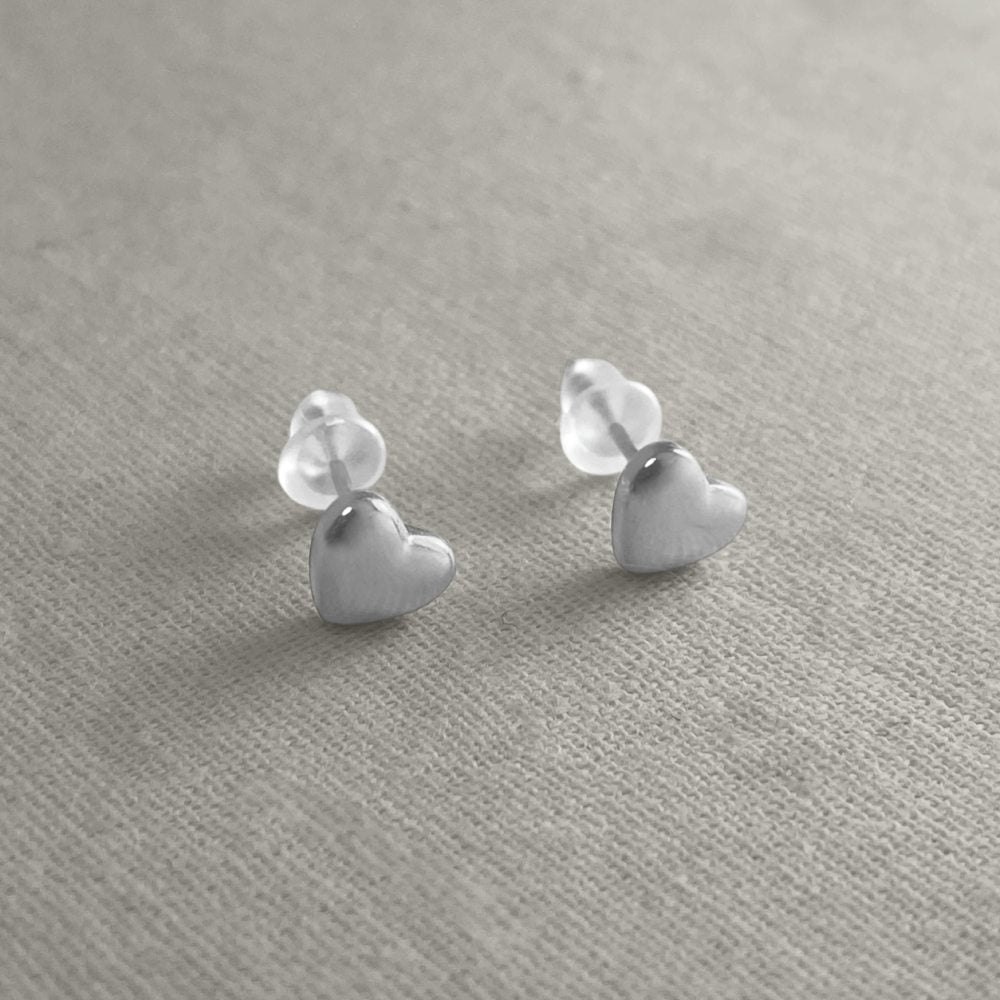 Jiya - Dainty Hearts Earrings - Stainless Steel Silver