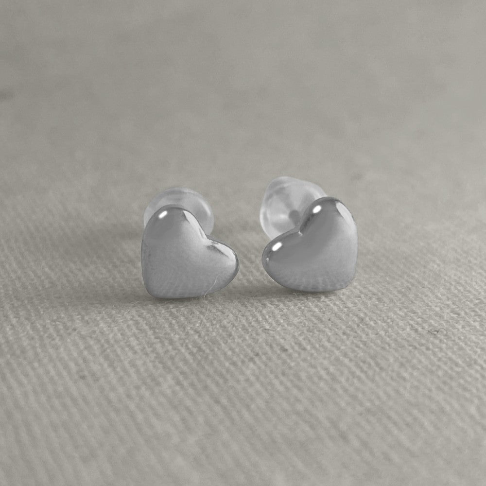 Jiya - Dainty Hearts Earrings - Stainless Steel Silver
