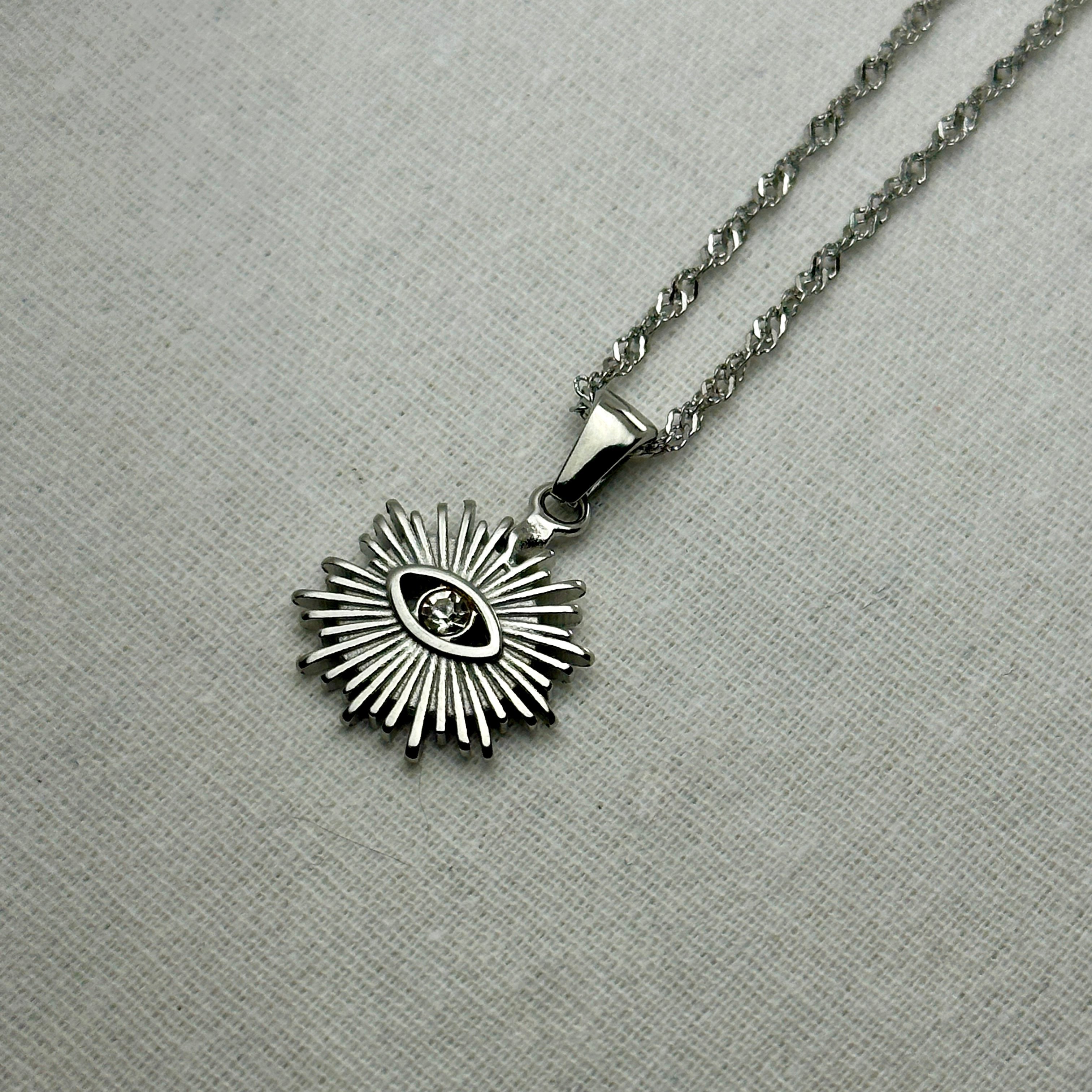 Nazar - Evil Eye Necklace - Stainless Steel Silver - LUMENAURA  LUMENAURA