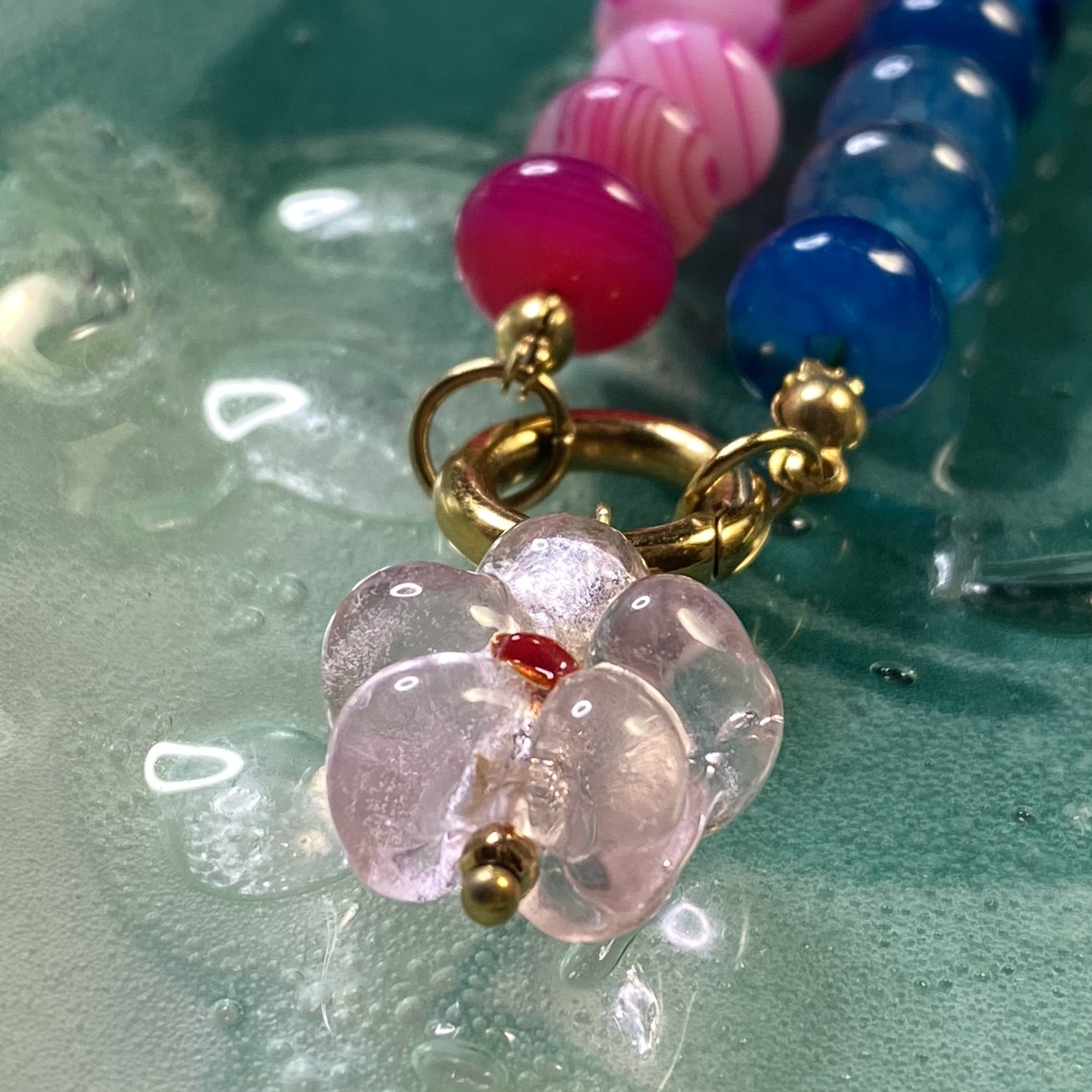 Indra - Rainbow Natural Stone Necklace - 18k Gold Plated PVD