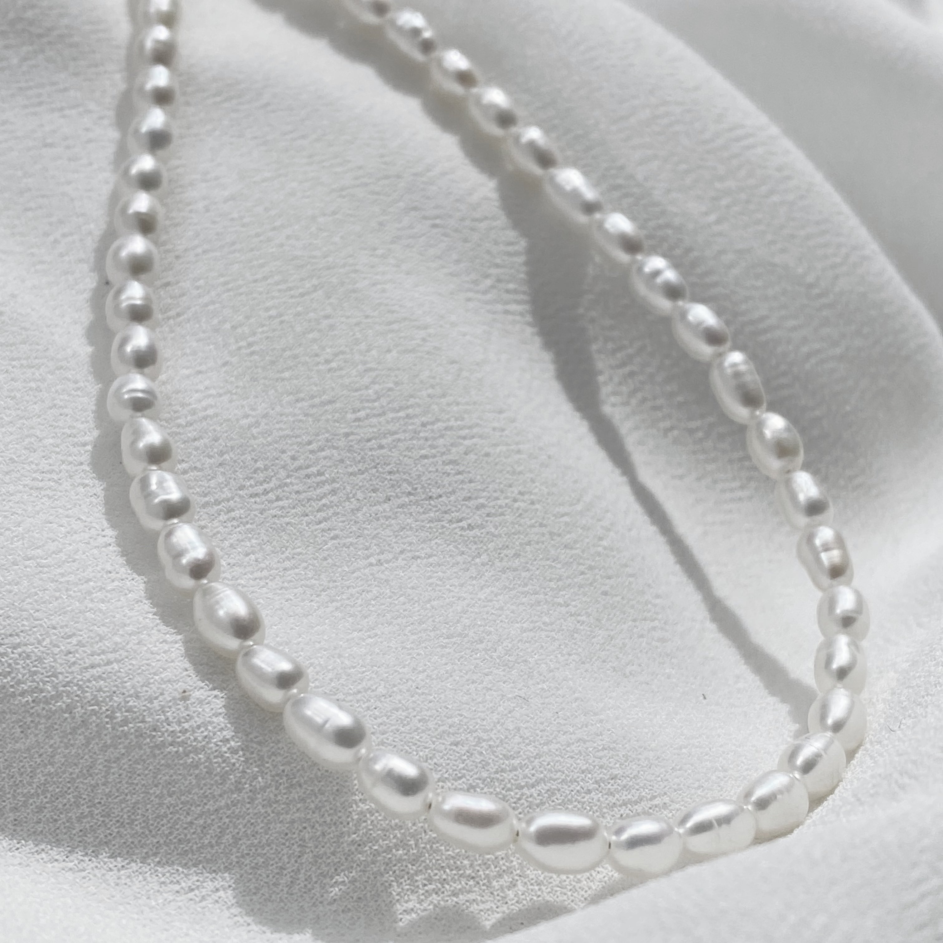 Moti - Freshwater Pearl Necklace - Stainless Steel Silver