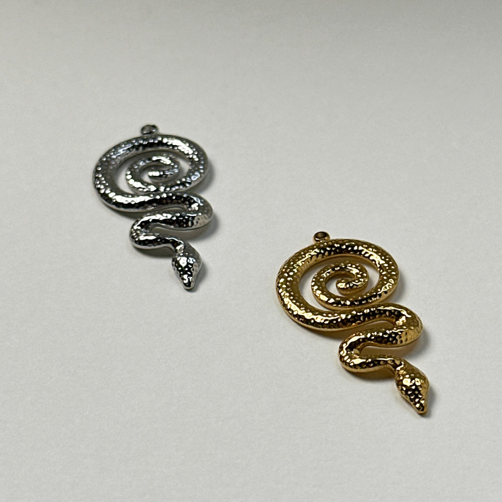 Saap - Spiral Snake Pendant - Stainless Steel Silver