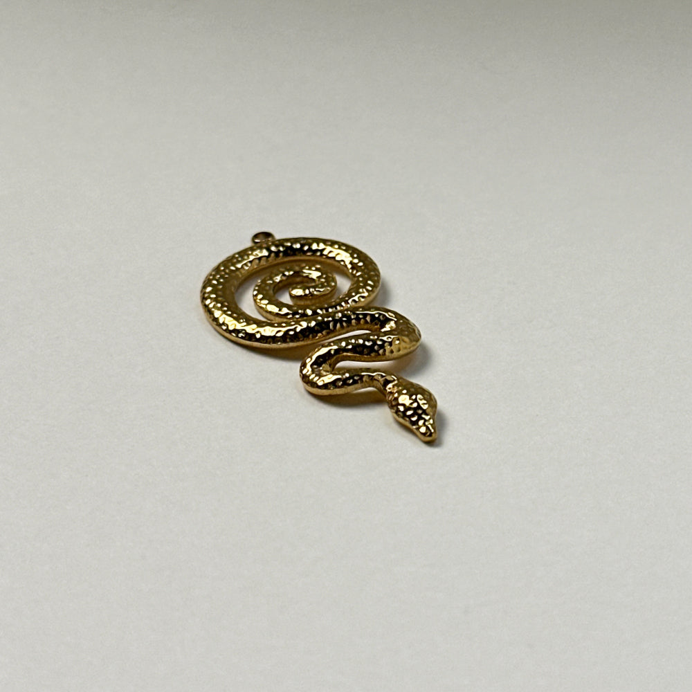 Saap - Spiral Snake Pendant - 18k Gold PVD