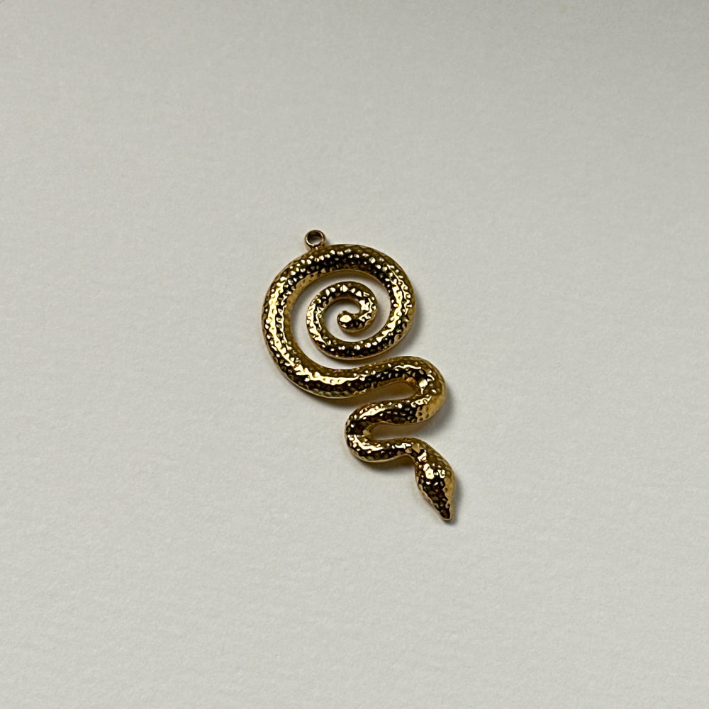 Saap - Spiral Snake Pendant - 18k Gold PVD