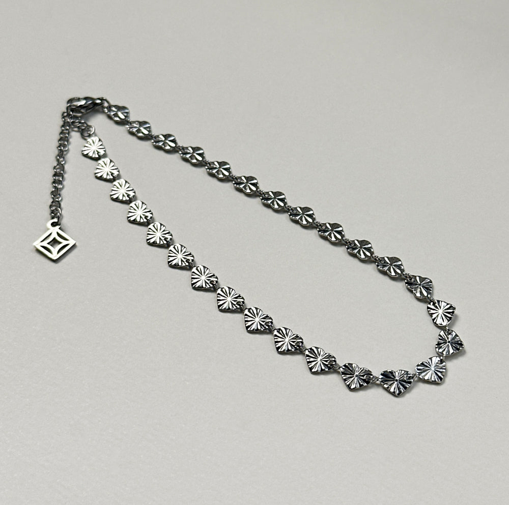 Payal - Starry Heart Anklet - Stainless Steel Silver