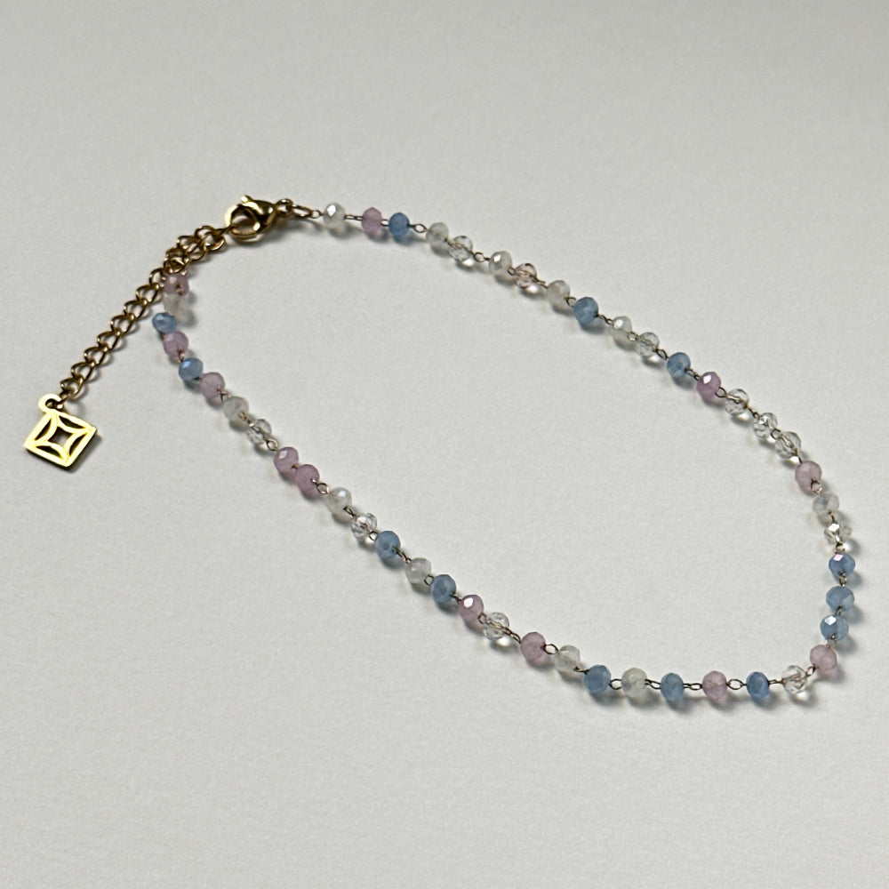 Payal - Blue Glass Crystal Anklet - 18k Gold PVD