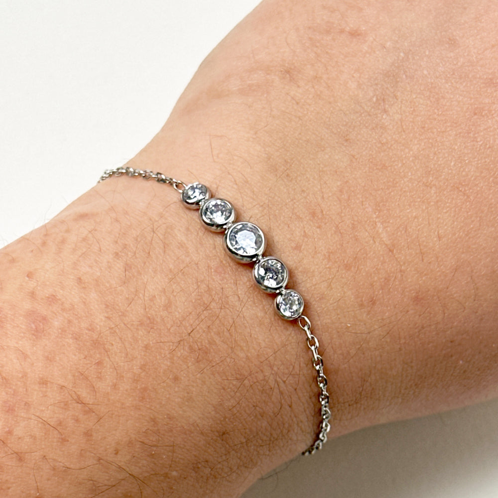 Jugnu - Cubic Zirconia Bracelet - Stainless Steel Silver
