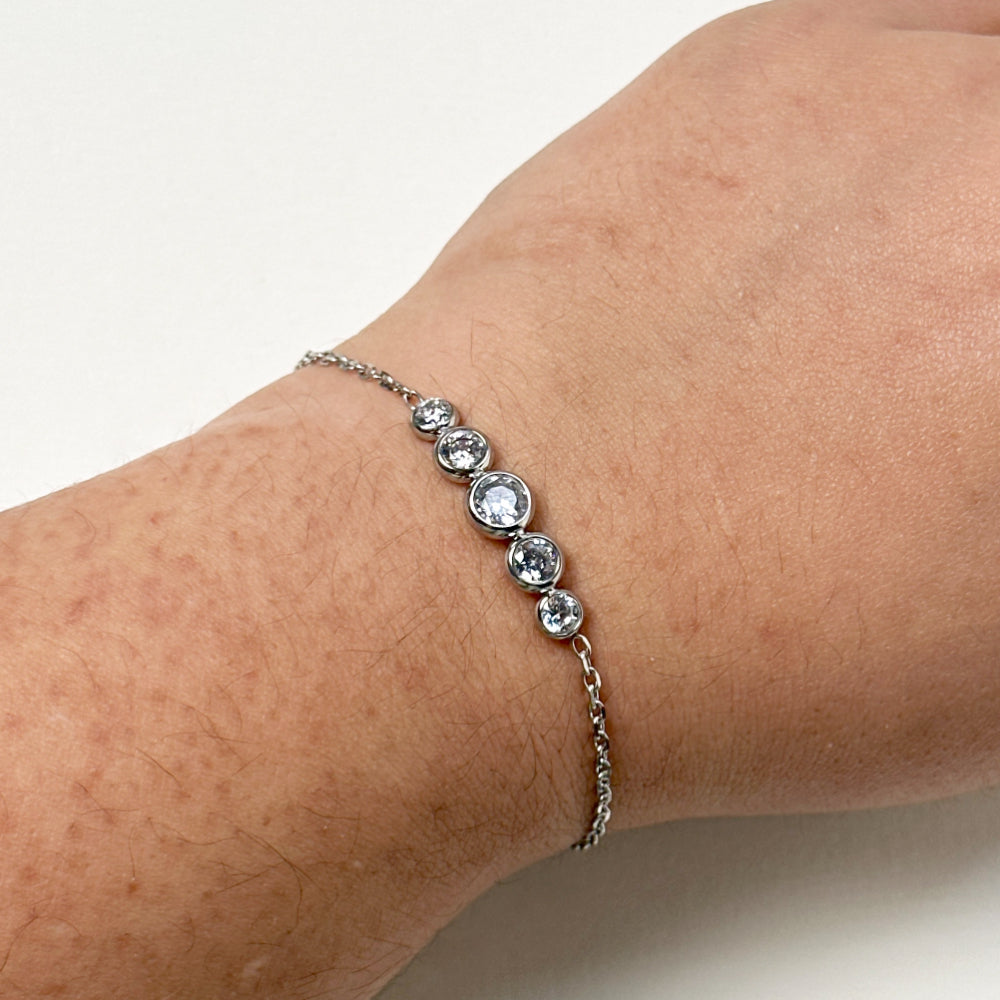 Jugnu - Cubic Zirconia Bracelet - Stainless Steel Silver