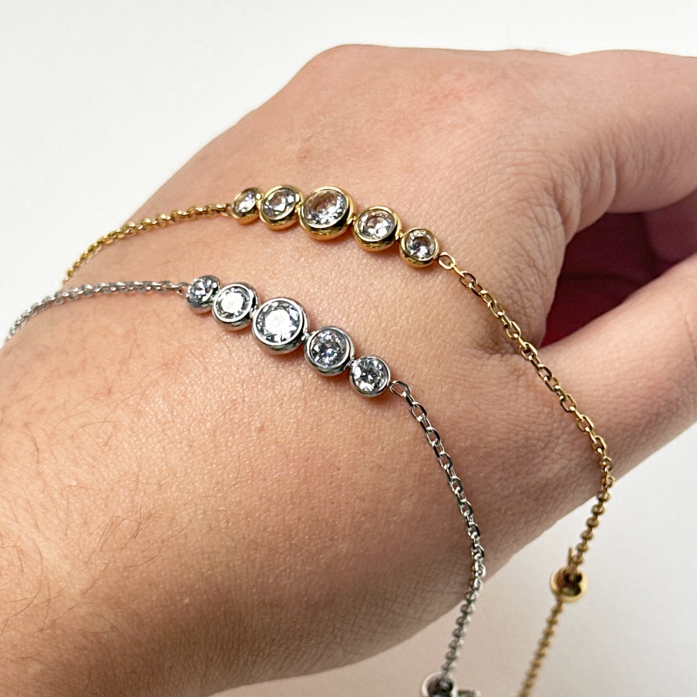 Jugnu - Cubic Zirconia Bracelet - Stainless Steel Silver