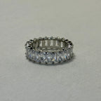 Amara - CZ Baguette Pave Eternity Ring - Stainless Steel Silver -  - LUMENAURA