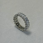 Amara - CZ Baguette Pave Eternity Ring - Stainless Steel Silver -  - LUMENAURA
