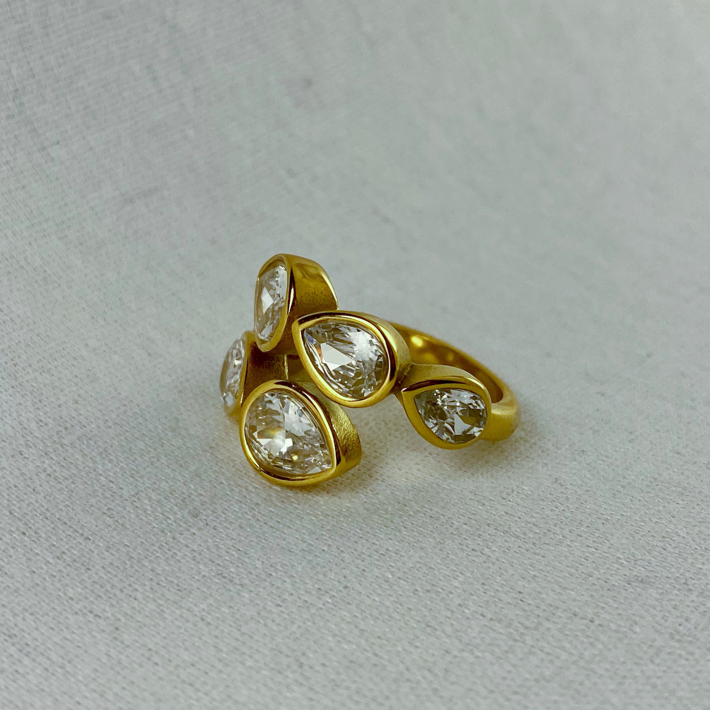 Paani - Teardrop Bezel Set Ring - 18k Gold PVD - LUMENAURA  LUMENAURA