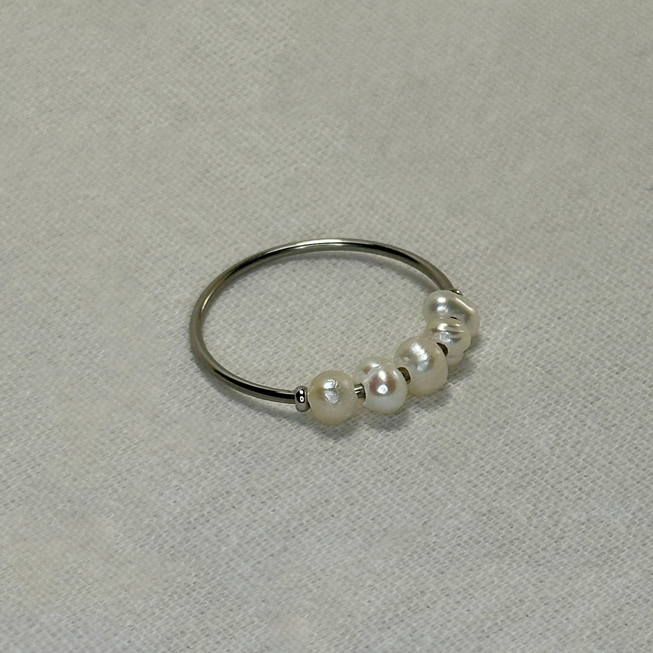 Neerja - Freshwater Pearl Ring - Stainless Steel Silver - LUMENAURA  LUMENAURA