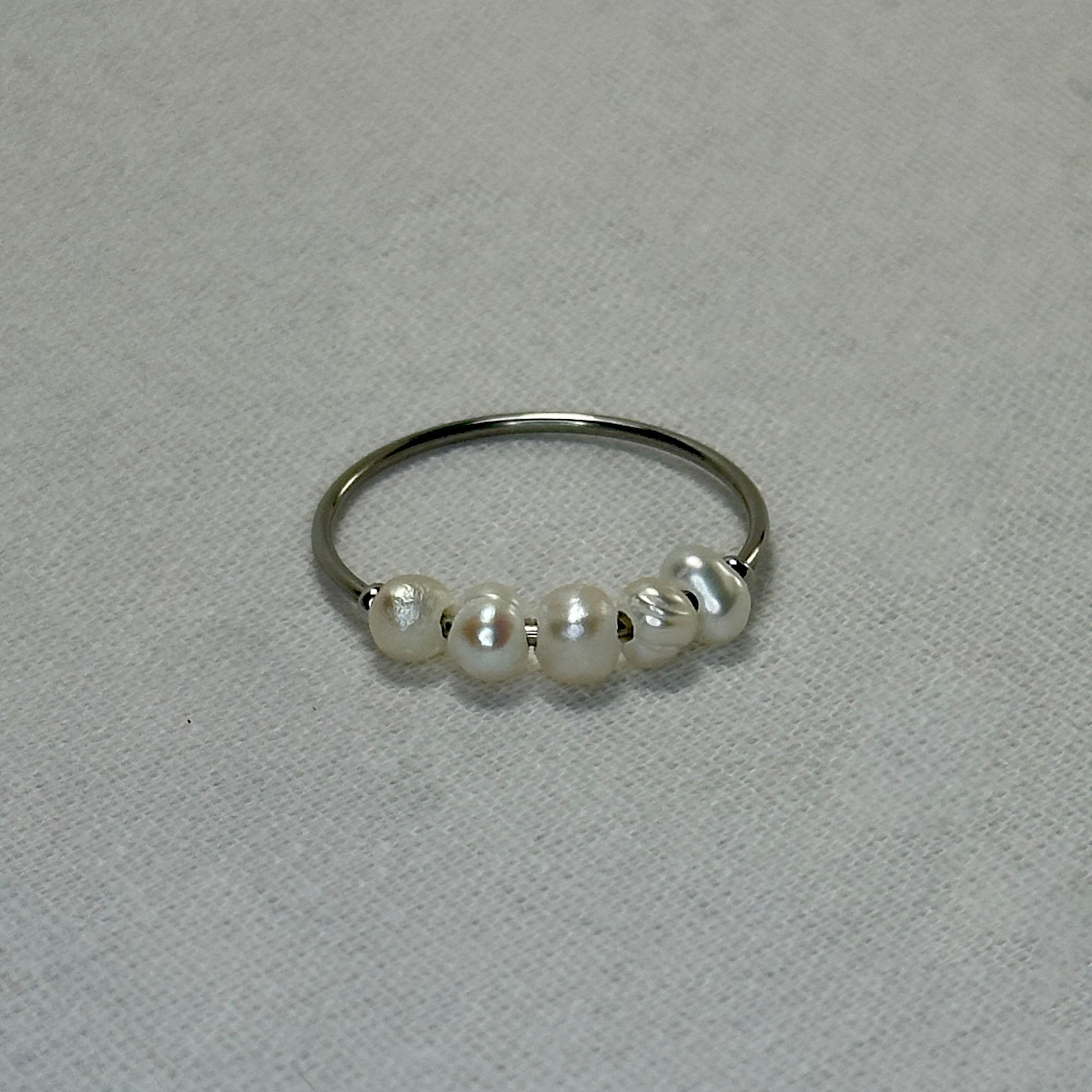 Neerja - Freshwater Pearl Ring - Stainless Steel Silver - LUMENAURA  LUMENAURA