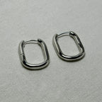 Aayat - Rectangle Hoop Earrings - Stainless Steel Silver -  - LUMENAURA