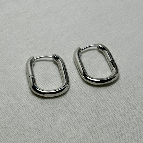Aayat - Rectangle Hoop Earrings - Stainless Steel Silver - LUMENAURA  LUMENAURA