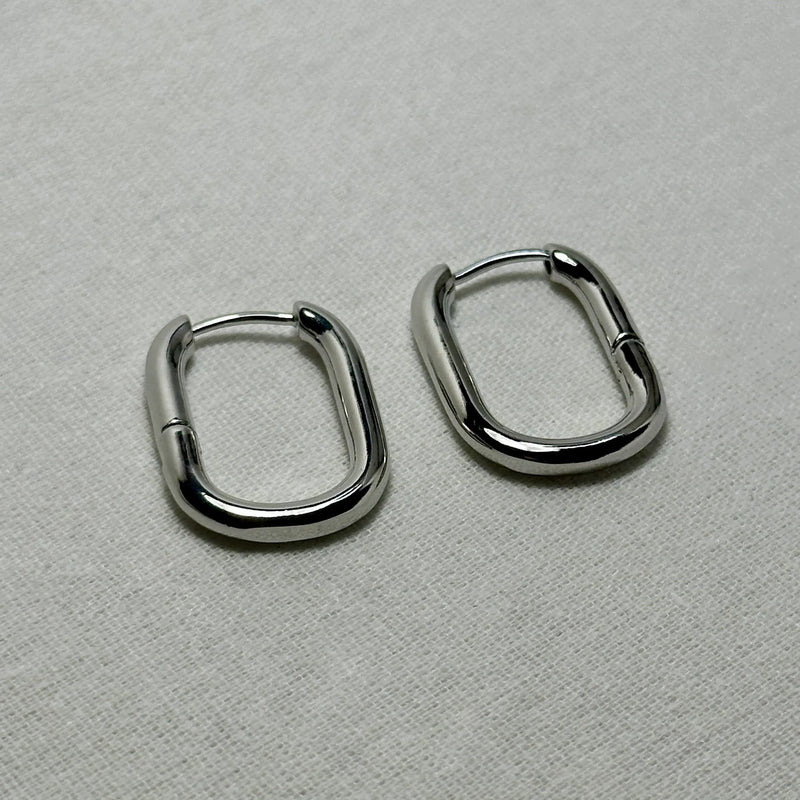 Aayat - Rectangle Hoop Earrings - Stainless Steel Silver -  - LUMENAURA