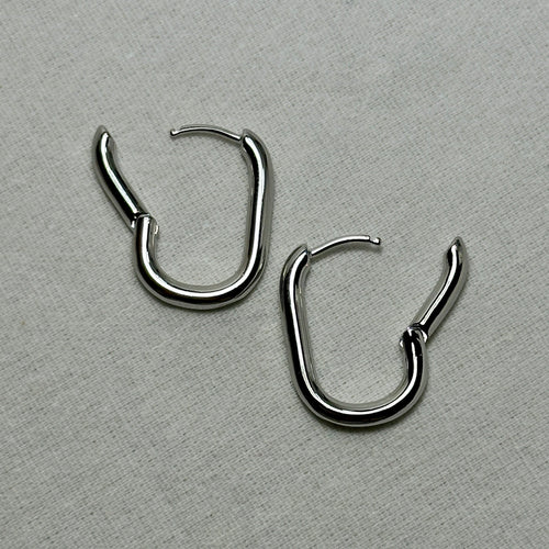 Aayat - Rectangle Hoop Earrings - Stainless Steel Silver - LUMENAURA  LUMENAURA