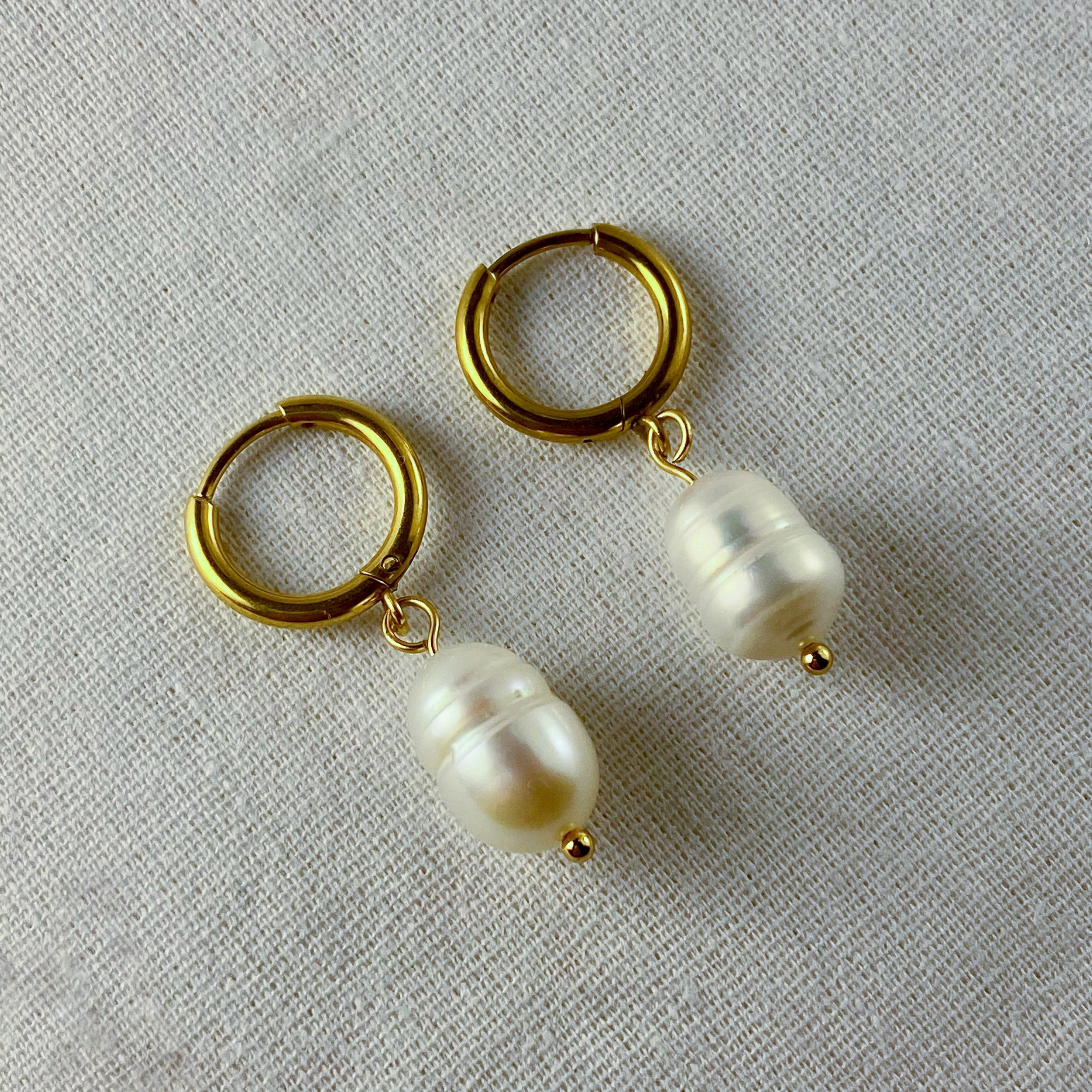 Neerja - Pearl Drop Earrings - 18k Gold PVD - LUMENAURA  LUMENAURA