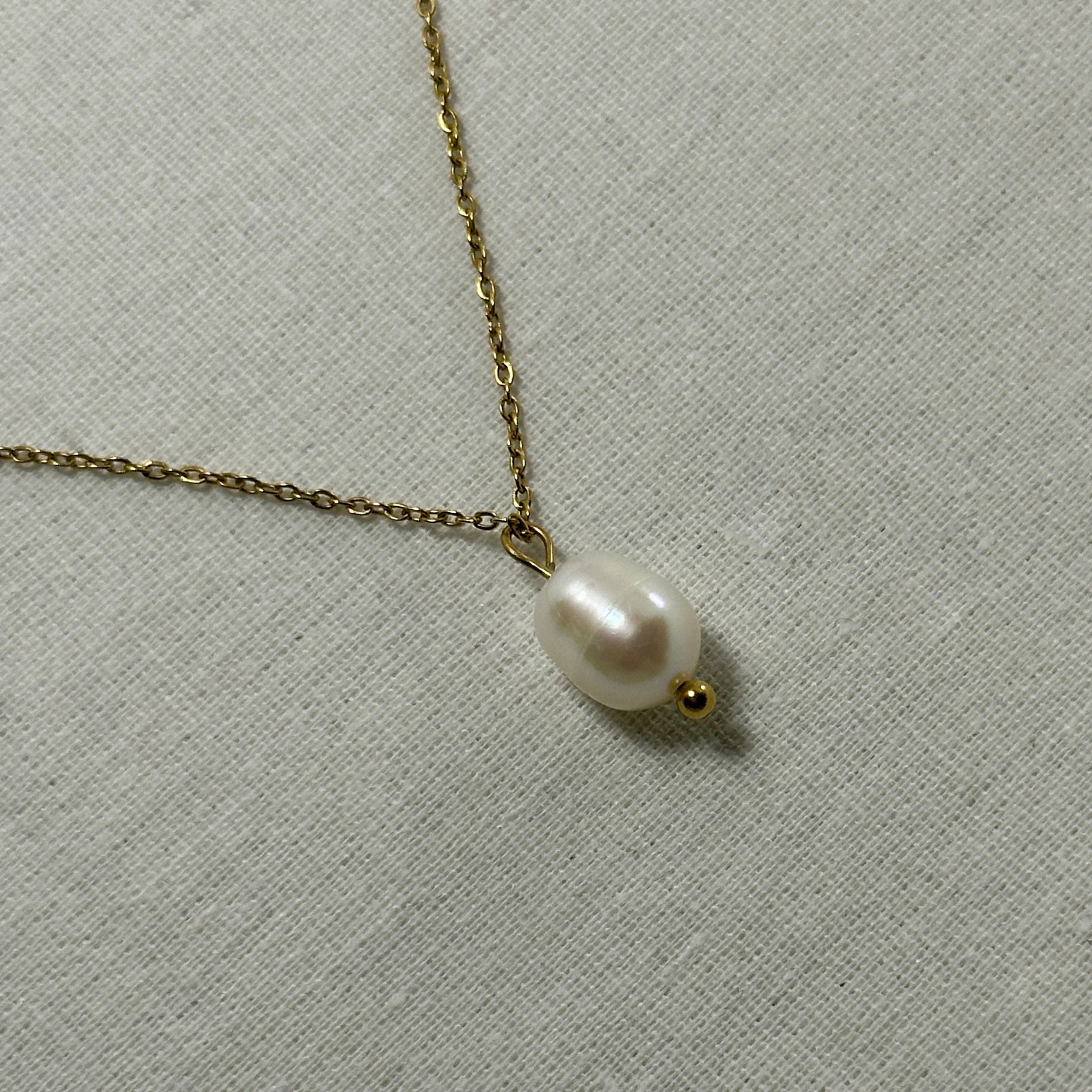 Neerja - Pearl Drop Necklace - 18k Gold PVD - LUMENAURA  LUMENAURA