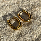Nirvana - Oval Huggies Earrings - 18k Gold PVD -  - LUMENAURA
