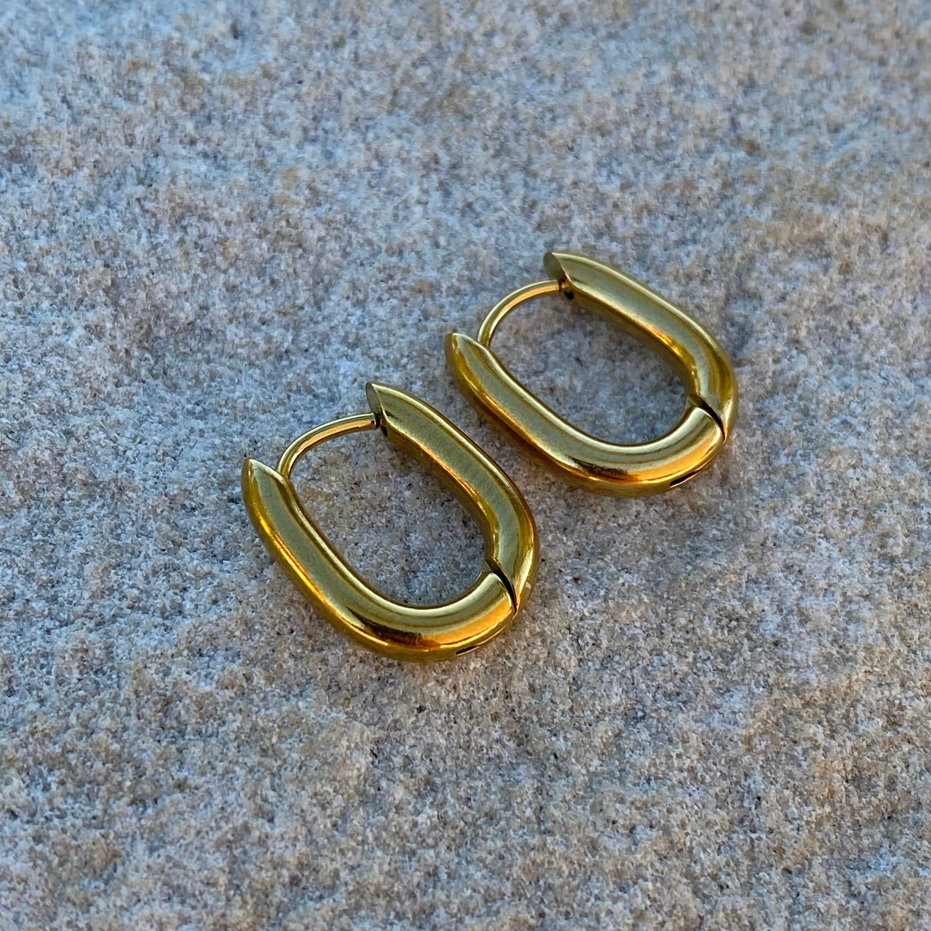 Nirvana - Oval Huggies Earrings - 18k Gold PVD - LUMENAURA  LUMENAURA