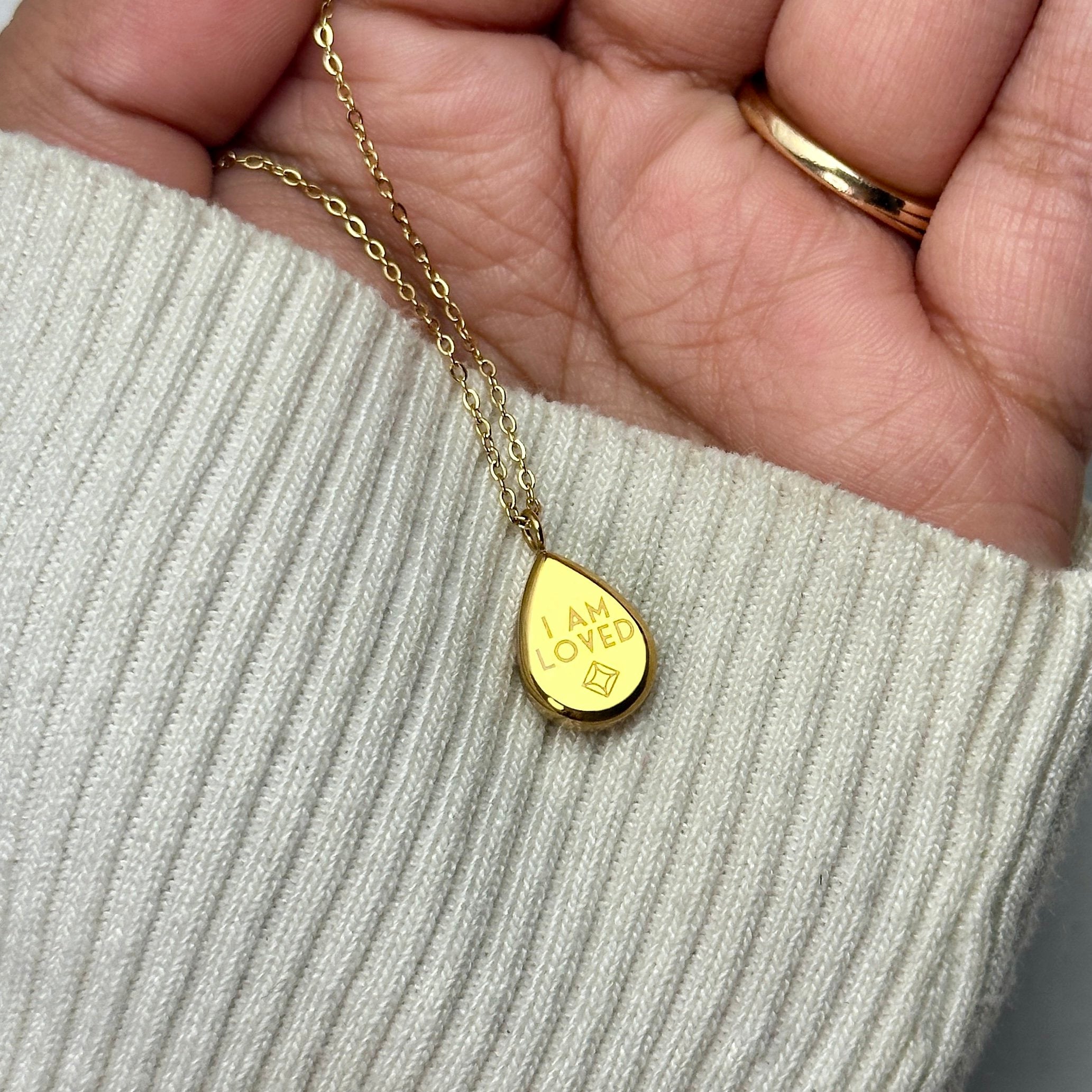 Jaan - "I AM LOVED" Reversible Necklace - 18k Gold PVD - LUMENAURA  LUMENAURA