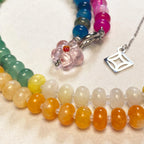 Indra - Rainbow Natural Stone Necklace - Silver -  - LUMENAURA