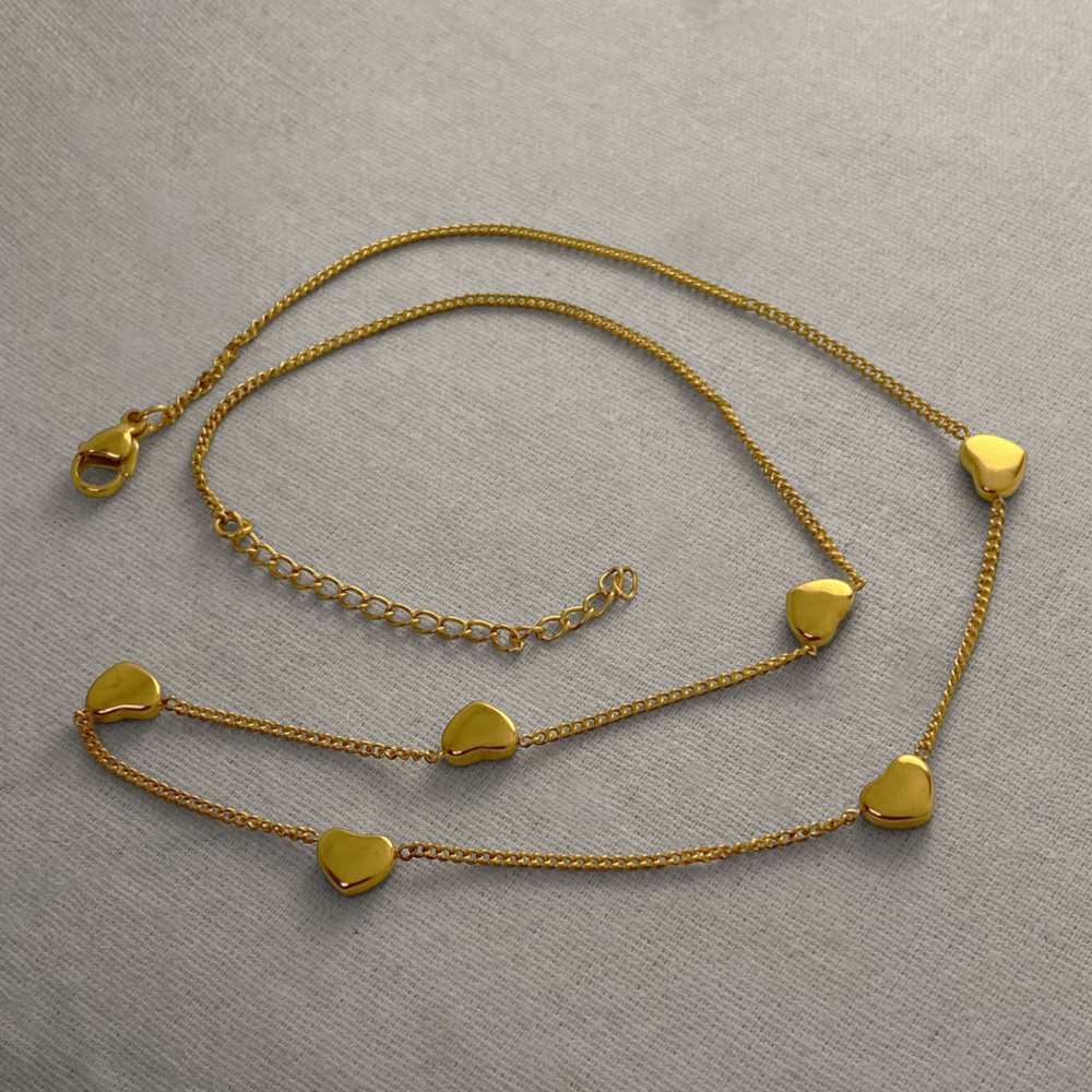 Jiya - Dainty Hearts Necklace - 18k Gold Plated PVD