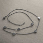 Jiya - Dainty Hearts Necklace - Stainless Steel Silver