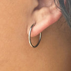 Mandala - Round Hoop Earrings - Stainless Steel Silver -  - LUMENAURA