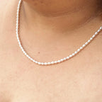 Moti - Freshwater Pearl Necklace - Stainless Steel Silver -  - LUMENAURA