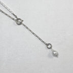 Mukta - Freshwater Pearl & Paperclip Necklace - Stainless Steel Silver -  - LUMENAURA