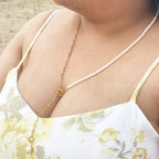 Mukta - Freshwater Pearl & Paperclip Necklace - 18k Gold Plated PVD -  - LUMENAURA