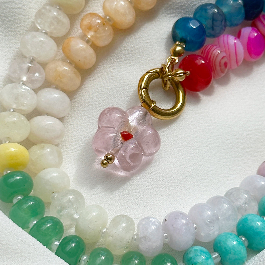 Indra - Rainbow Natural Stone Necklace - 18k Gold Plated PVD