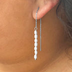 Resham - Threaded Earrings - Stainless Steel Silver -  - LUMENAURA