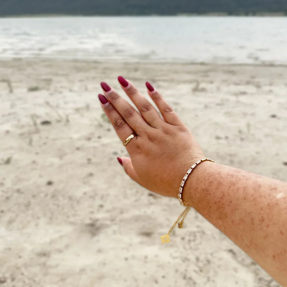 Roshan - Faceted Ring - Tungsten 18k Gold PVD