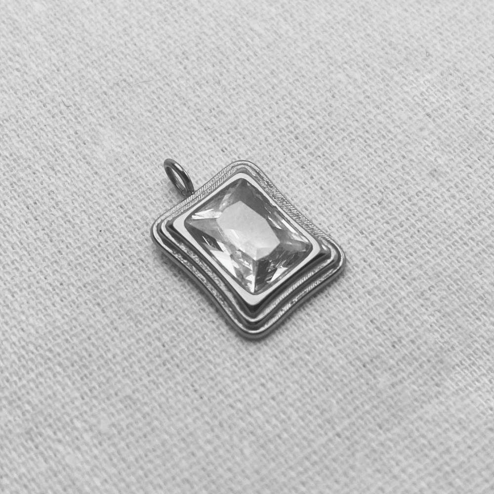 Shobha - CZ Necklace - Stainless Steel Silver