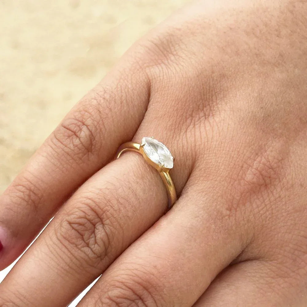 Tara - CZ Marquise Ring - 18k Gold PVD -  - LUMENAURA