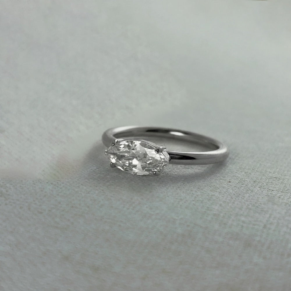 Tara - CZ Marquise Ring - Stainless Steel Silver