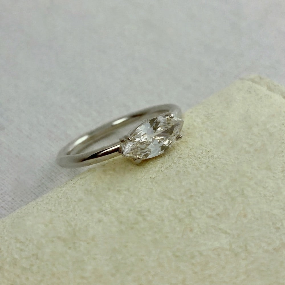 Tara - CZ Marquise Ring - Stainless Steel Silver